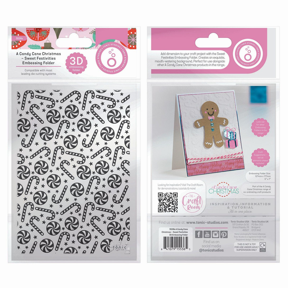 Tonic studios • a candy cane christmas 3d embossing folder sweet festivities