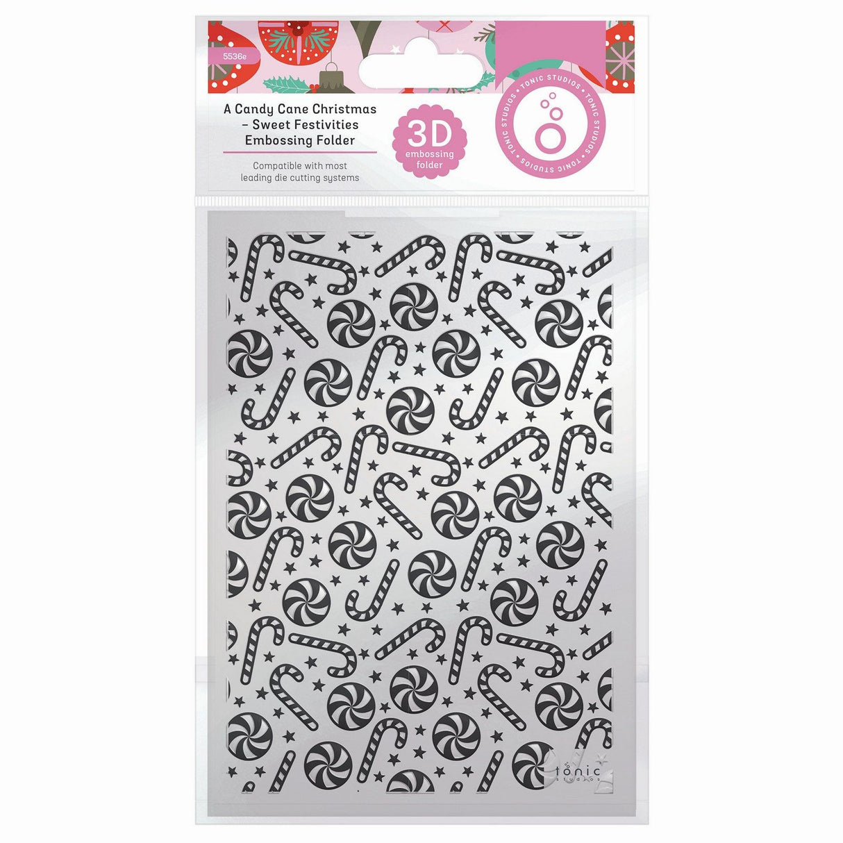 Tonic studios • a candy cane christmas 3d embossing folder sweet festivities
