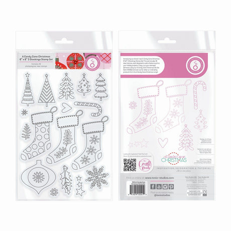Tonic studios • un set de tampons de Noël en forme de canne en bonbon, 3 bas, 18 pièces