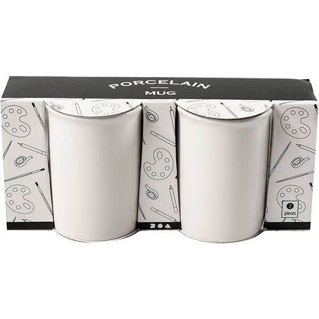 Tasses Creativ company, h : 10 cm, d 7,4 cm, blanc, 2 pièces 1 boîte
