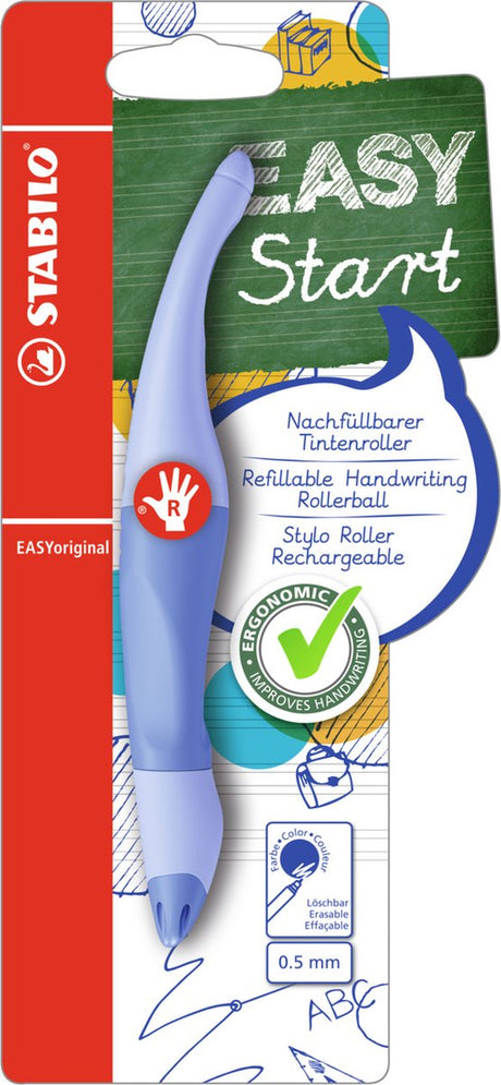 Stabilo easyoriginal - roller ergonomique - droitier - bleu aéré pastel