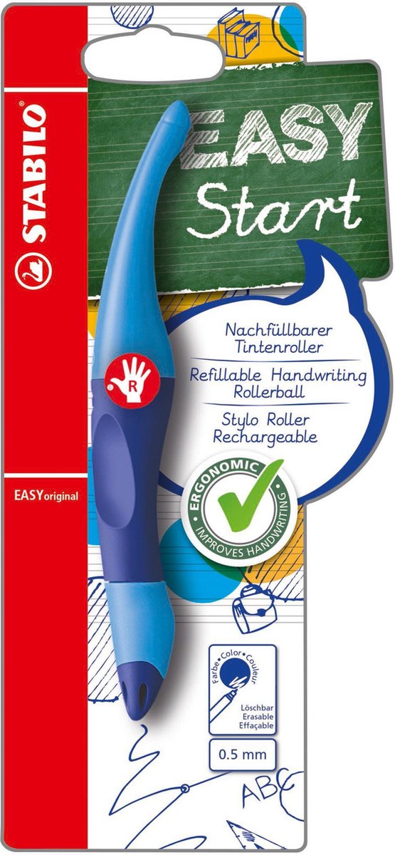Stabilo easyoriginal - roller ergonomique - droitier - bleu