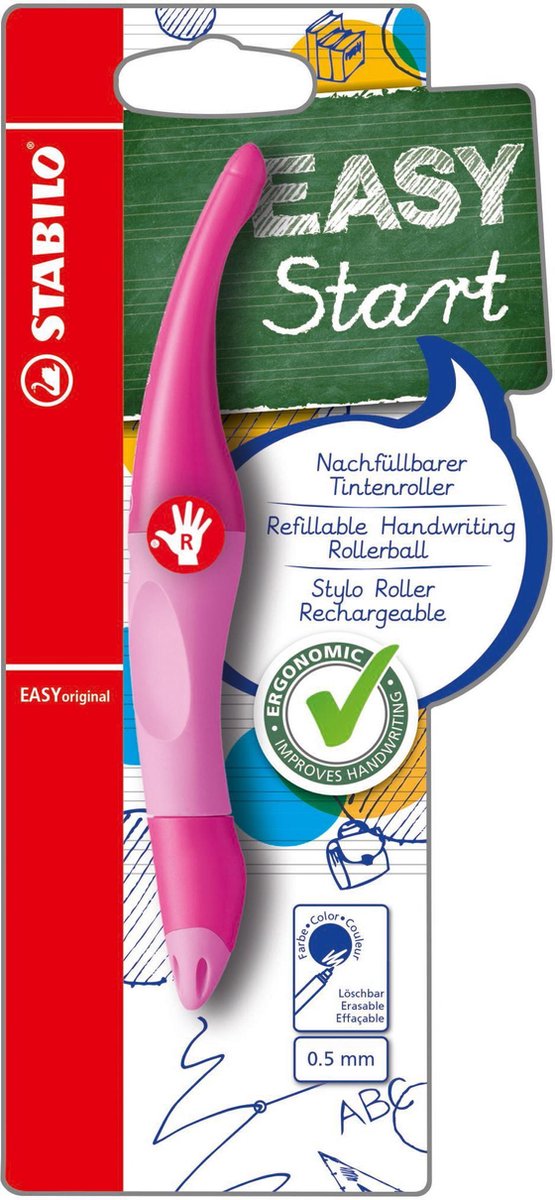 Stabilo easyoriginal - roller ergonomique - droitier - rose