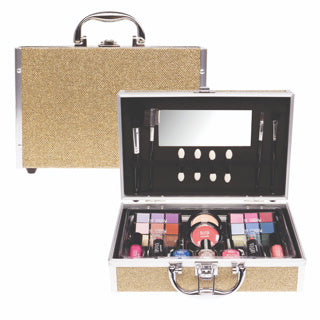 Valise à maquillage moyenne dorée