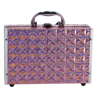 Valise à maquillage décontractée rose holographique
