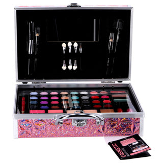 Valise à maquillage décontractée rose holographique