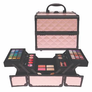 Valise à maquillage décontractée rose clair cadre noir