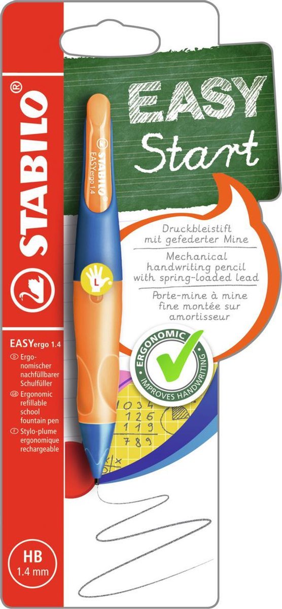Stabilo easyergo 1.4 - porte-mine ergonomique - gaucher - orange fluo