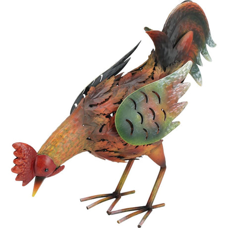 Coq de jardin pro et poulet métal