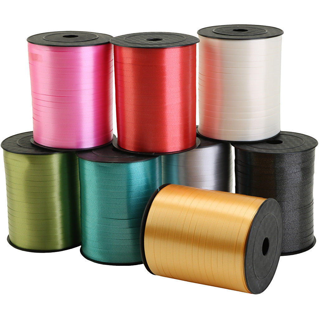 Ruban cadeau entreprise Creativ, l: 5 mm, différentes couleurs, 8x400 m 1 boîte