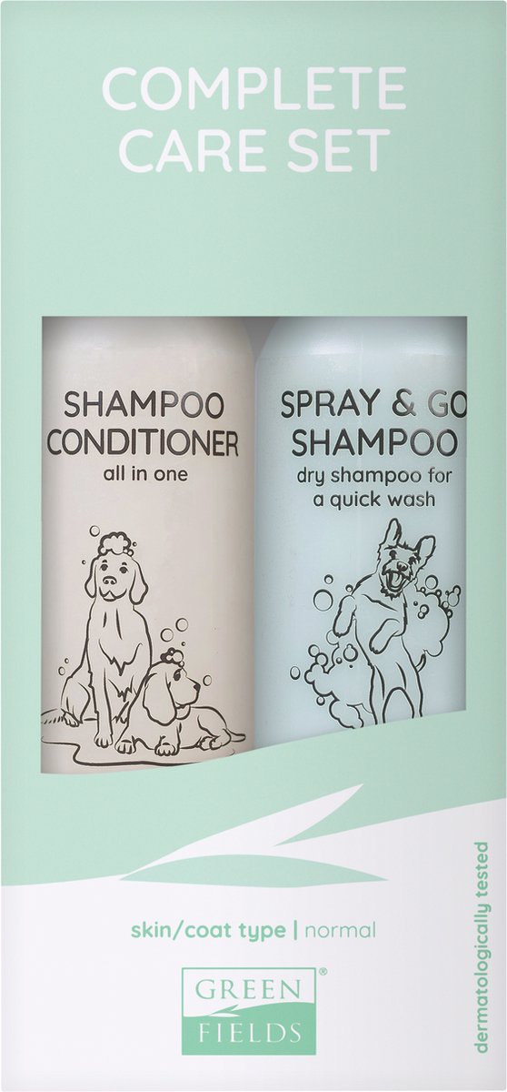 Greenfields – ensemble de soins du pelage pour chiens, shampoing, revitalisant et spray go dry, 250ml