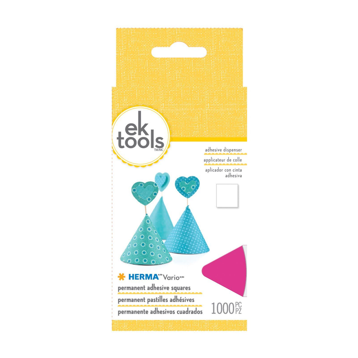 Ek tools • distributeur de colle permanente carré rose 1000pcs
