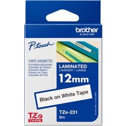 Brother ruban d'étiquettes tze231 noir, blanc brillant
