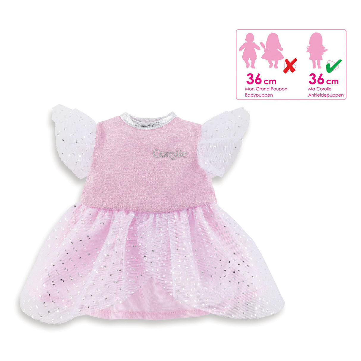 Corolle ma - robe de poupée rose à paillettes