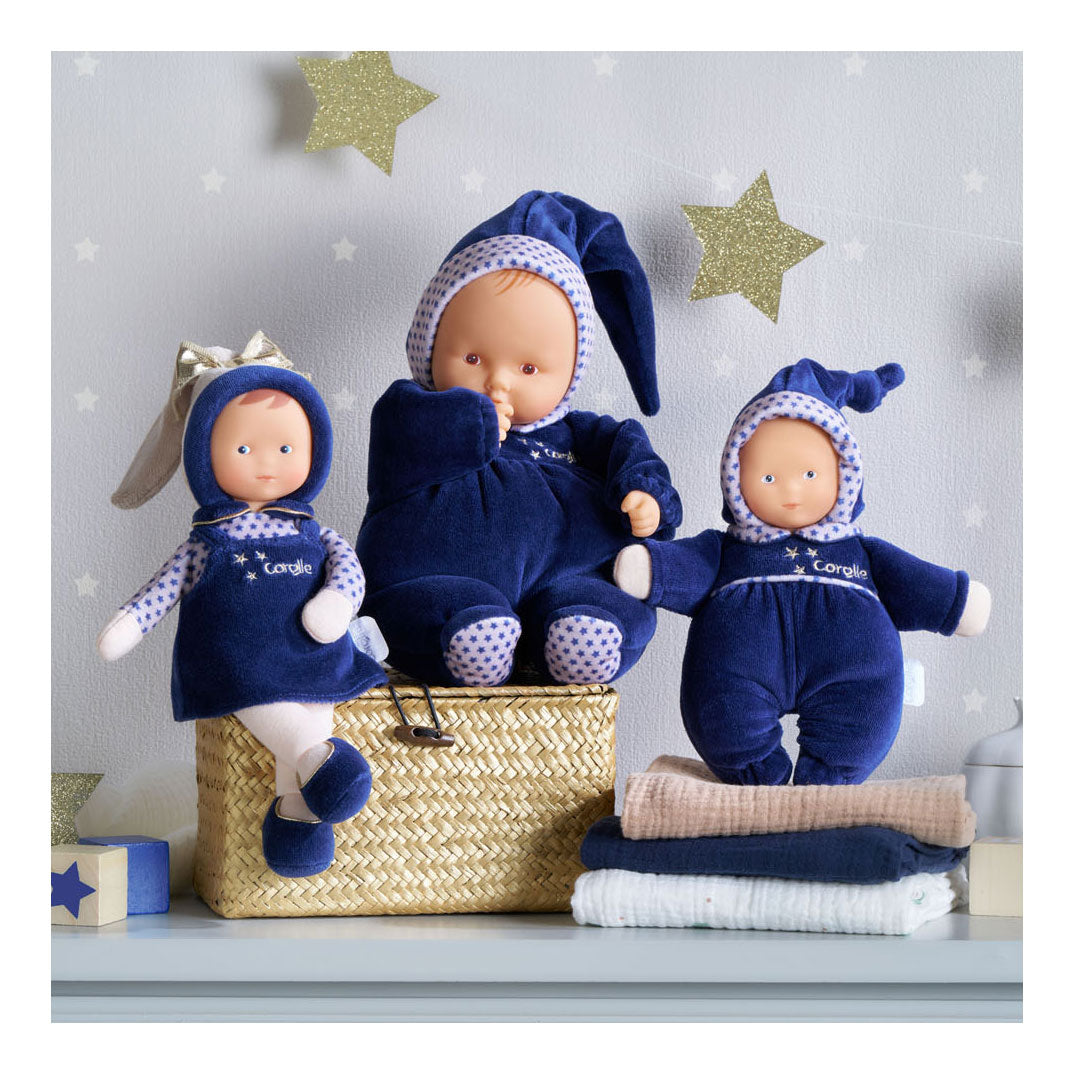 Corolle mon doudou babidoux poupée bébé rêves étoilés bleu marine, 20cm