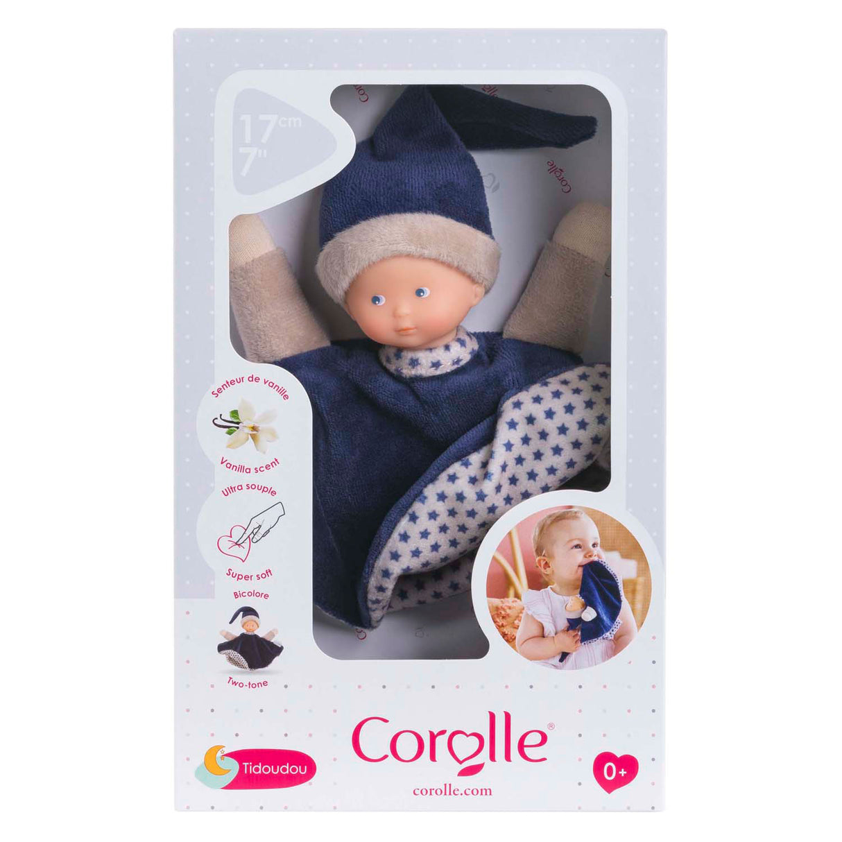 Corolle tidoudou - doudou bleu marine, 17cm