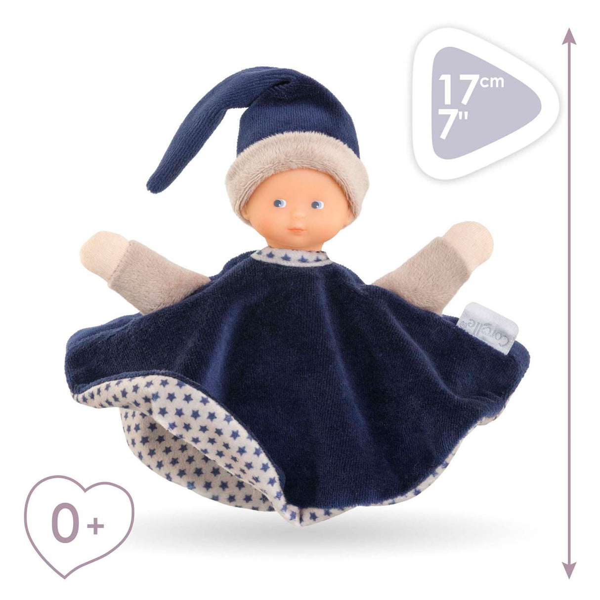 Corolle tidoudou - doudou bleu marine, 17cm