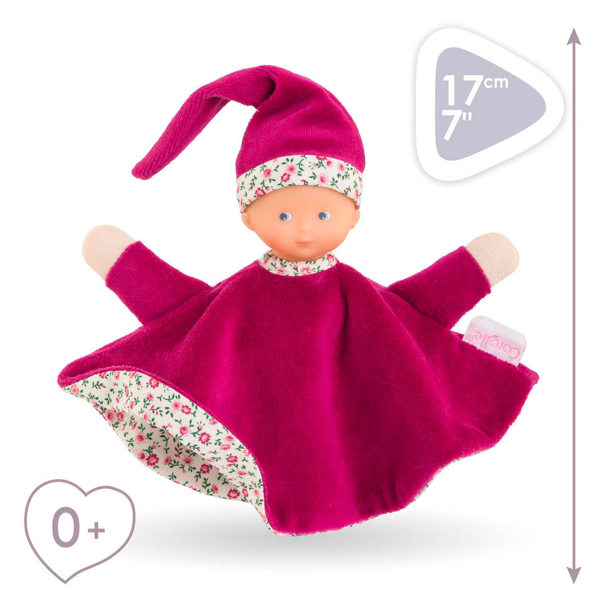 Corolle tidoudou - doudou grenadine rose, 17cm