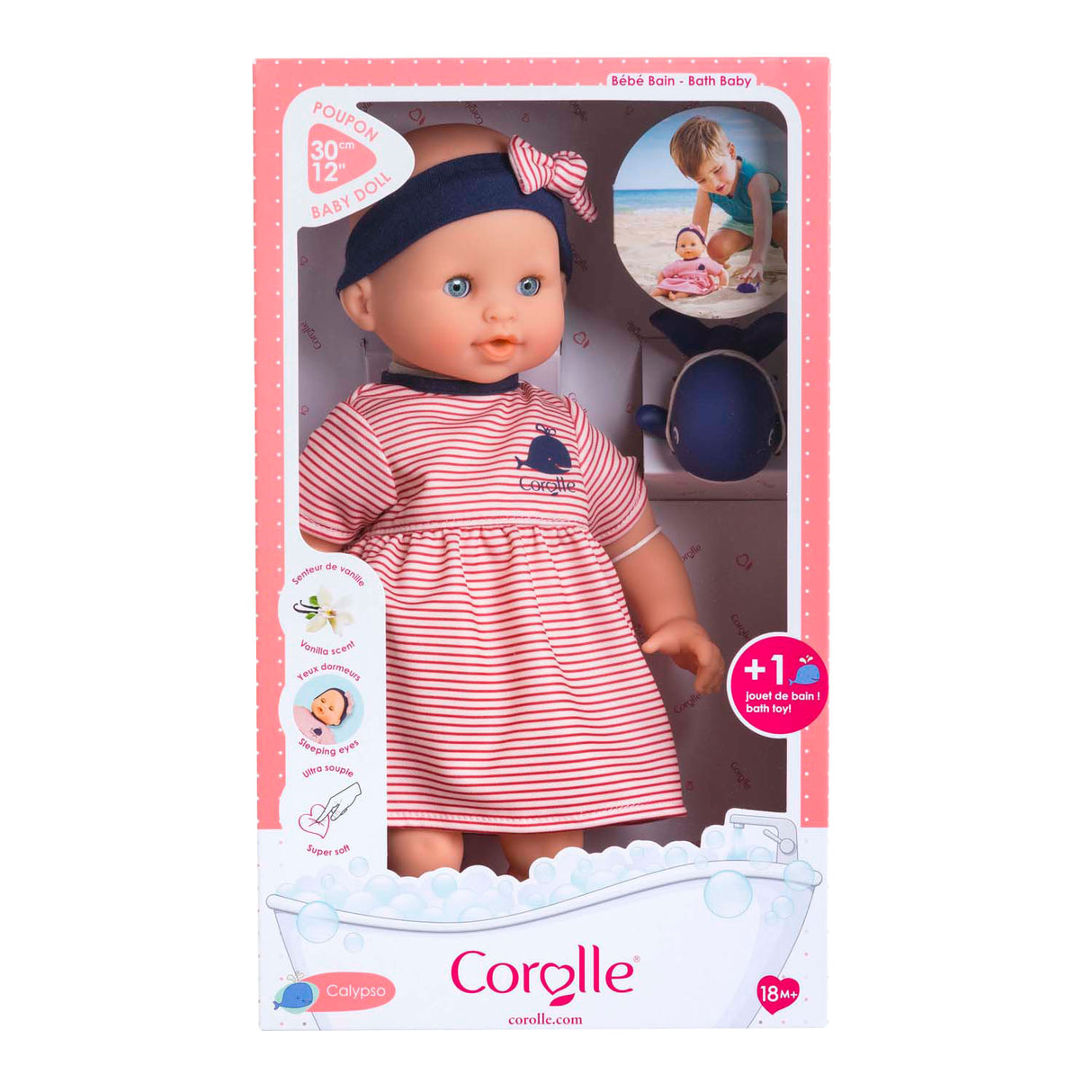 Corolle poupée de bain calypso - baleine, 30cm