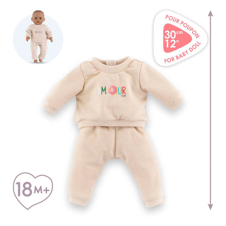 Survêtement de poupée Corolle beige pour poupée bébé 30cm velcro.