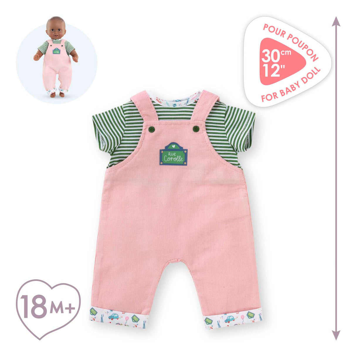 T-shirt et salopette Corolle pour poupée bébé, 30cm