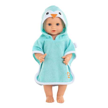 Cape de bain Corolle bébé poupée pingouin 36cm - accessoire poupée bleu.