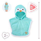 Cape de bain Corolle bébé poupée pingouin 36cm - accessoire poupée bleu.