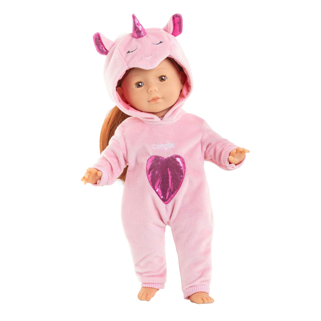 Pyjama licorne rose Corolle pour poupée de 36cm, 2 pièces.