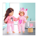 Pyjama licorne rose Corolle pour poupée de 36cm, 2 pièces.