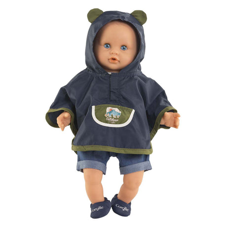 Costume de poupée poncho de pluie Corolle petit explorateur 30cm bleu.