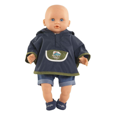 Costume de poupée poncho de pluie Corolle petit explorateur 30cm bleu.