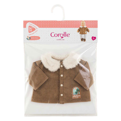 Veste de poupée Corolle velours petit explorateur 36cm molleton marron imprimé naturel.