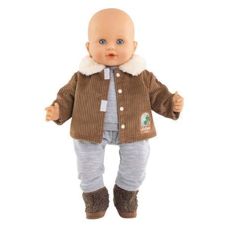 Veste de poupée Corolle velours petit explorateur 36cm molleton marron imprimé naturel.