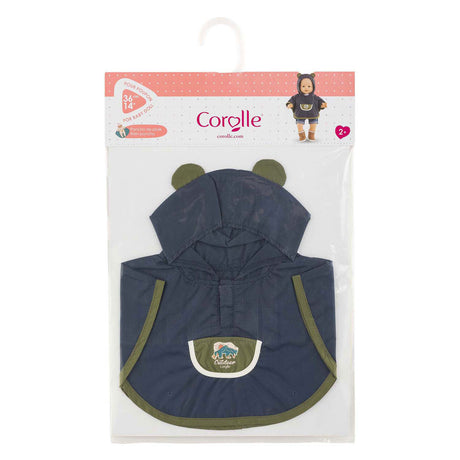 Déguisement de poupée poncho de pluie Corolle 36cm avec capuche et oreilles d'ours.