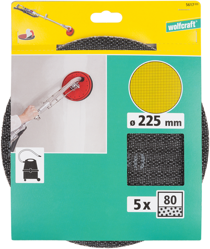 Modèle de disques abrasifs Wolfcraft | sic | k80 | ø225mm | 5 pièces - 5617000