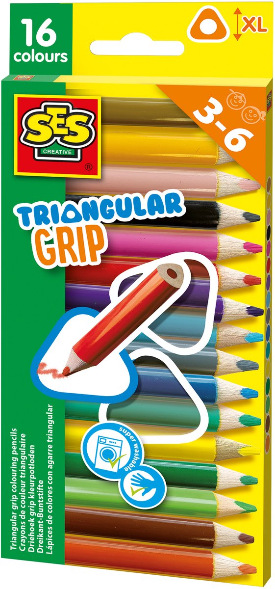 Ses creative crayons de couleur à prise triangulaire, 16 pcs.