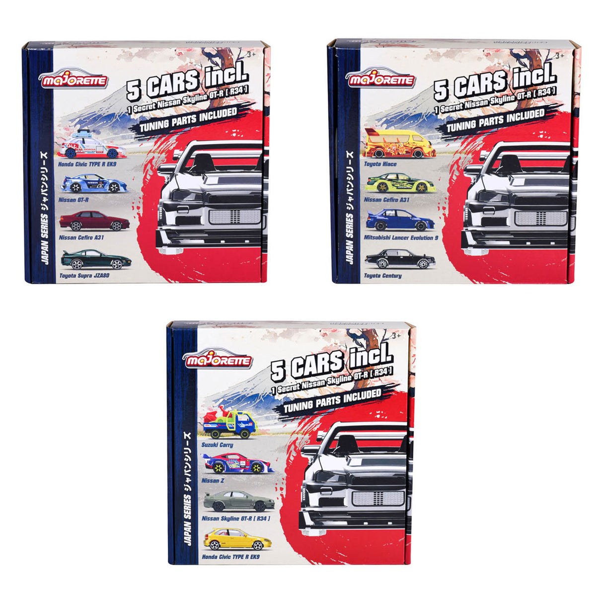 Majorrette Japan Serie stierwen de Cast Autos Bonus Pack, 5st.