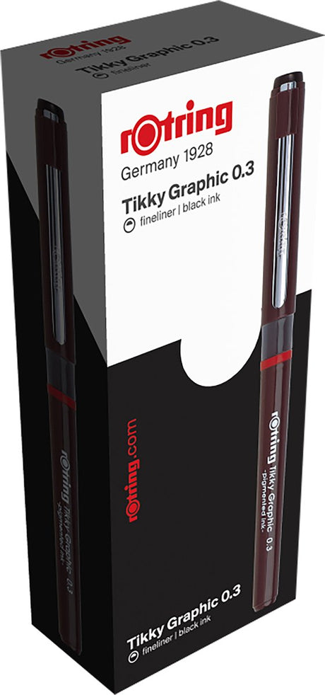 Feutre fin graphique Rotring tikky | encre noire | 0,3 mm | 12 pièces