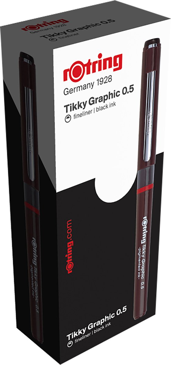 Feutres fins pour feutres graphiques Rotring Tikky | 0,50 mm | encre noire | 1 pièce