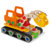 Jouets de construction de pelle sur chenilles de constructeur Eichhorn 170 pièces en bois FSC.