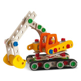 Jouets de construction de pelle sur chenilles de constructeur Eichhorn 170 pièces en bois FSC.