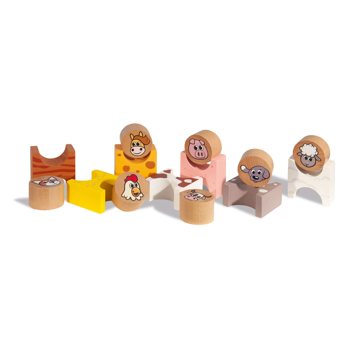 Eichhorn Wooden Stacking Game Farm Animaux 14dlg.