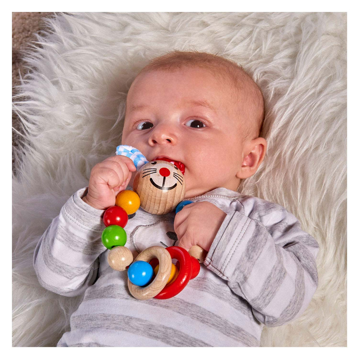 Eichhorn bébé anneau de dentition en bois lapin