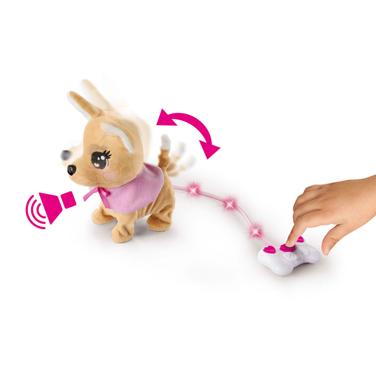 Simba chi chi aime un chien paresseux qui marche avec une télécommande