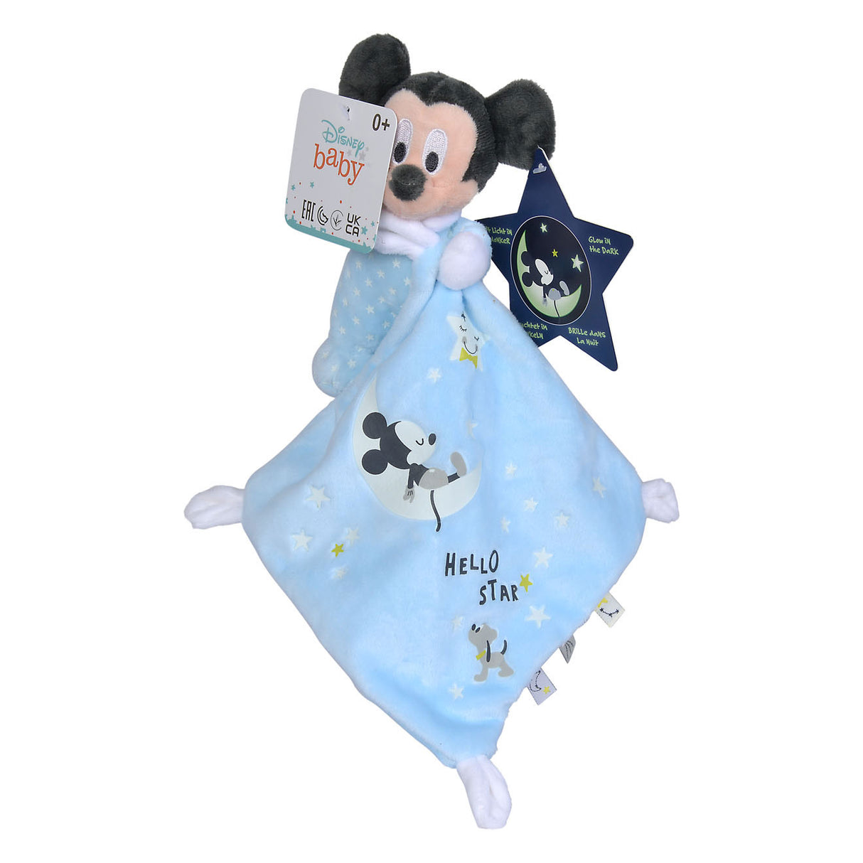Simba Disney Mickey Mouse Glow in the Dark doudou serviette câlin étoilé
