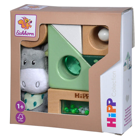 Eichhorn baby hipp blocs sonores en bois avec peluche âne