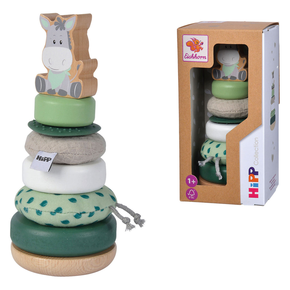 Eichhorn tour empilable en bois âne - jouets éducatifs pour bébé fsc.