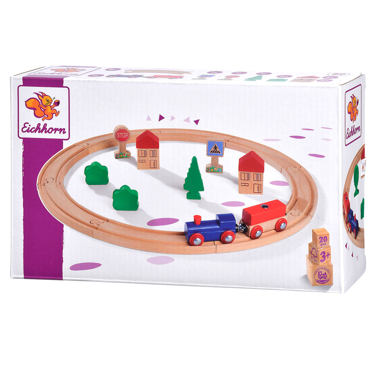 Coffret de jeu sur la voie ferrée Eichhorn, 20 pièces.