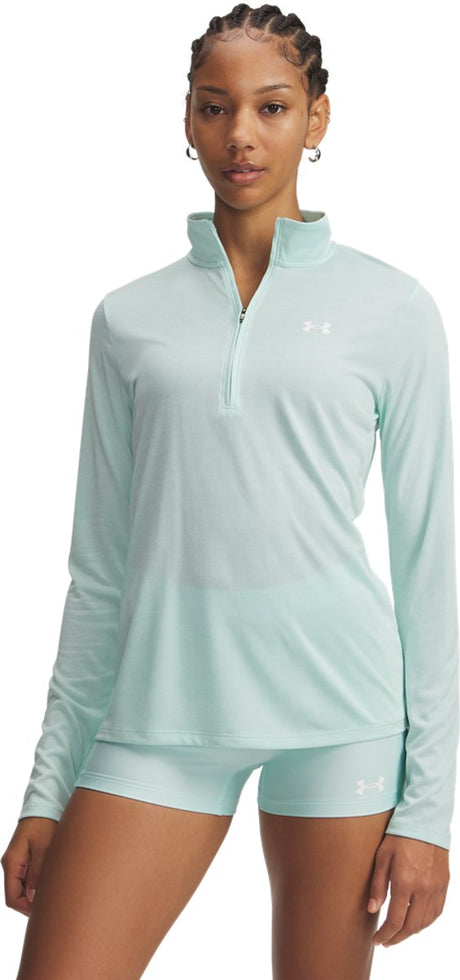 Under Armour Tech 1 2 Zip-Twist-Grn Pull de sport pour femme - menthe rafraîchissante - blanc