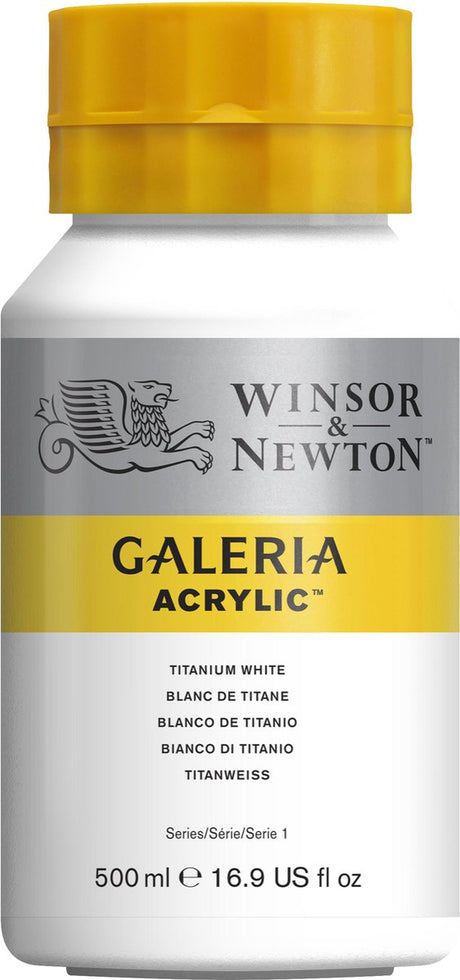 Winsor Newton 2150644 Galeria Peinture Acrylique – Blanc de Titane, 500 ML Pigment PW6 – Peinture Acrylique Opaque